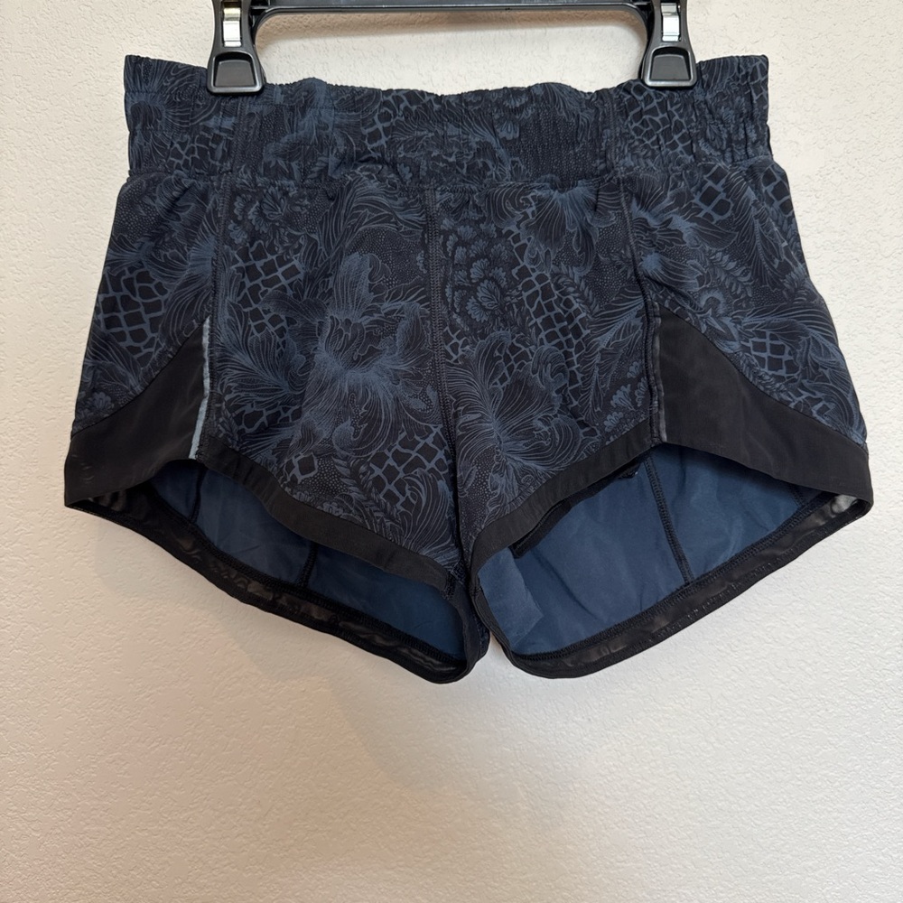 Lululemon Black and Blue Patterned Athletic Shorts